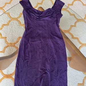 Tempo Paris Rich Purple Faux Corset Midi Dress